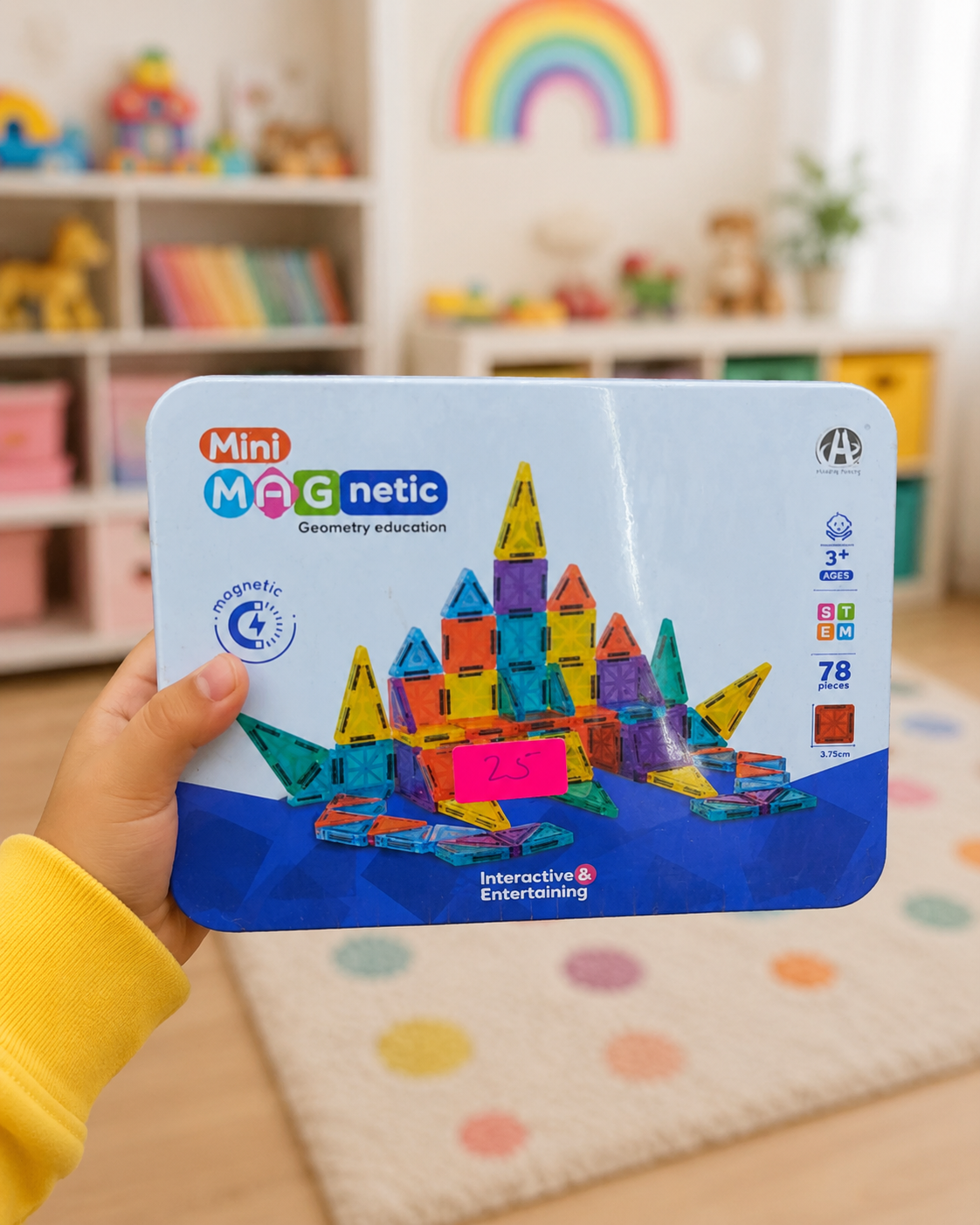 Mini Magnetic Building Blocks Set - 78-Piece | STEM Geometry Educational Magnetic Tiles | 3D Construction Toy with Storage Tin for Kids