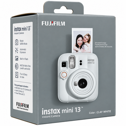 Fujifilm Instax Mini 13 Instant Camera – Auto Exposure | Selfie Timer | Compact Instant Film Camera- Clay White