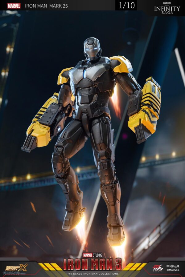 ZD Toys 1:10 Scale Iron Man Mark XXV 25 (Striker) Action Figure | Marvel Studios Iron Man 3 | 7 Inch Heavy Construction Armor Collectible