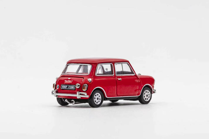 GCD Austin Mini Cooper S 1:64 Diecast Model Car | Classic Mini Collectible with Display Case | Blue, Red & White Variants