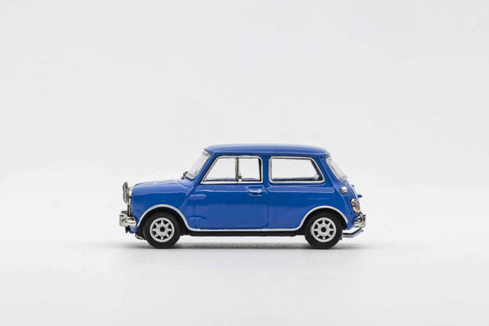 GCD Austin Mini Cooper S 1:64 Diecast Model Car | Classic Mini Collectible with Display Case | Blue, Red & White Variants