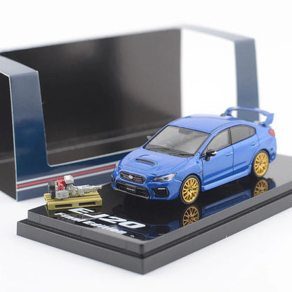 1:64 Hobby JAPAN HJ642021FBL Subaru WRX STI EJ20 Final Edition Scale Die-Cast Model Car with Engine Display – WR Blue Pearl - Jaiman Toys