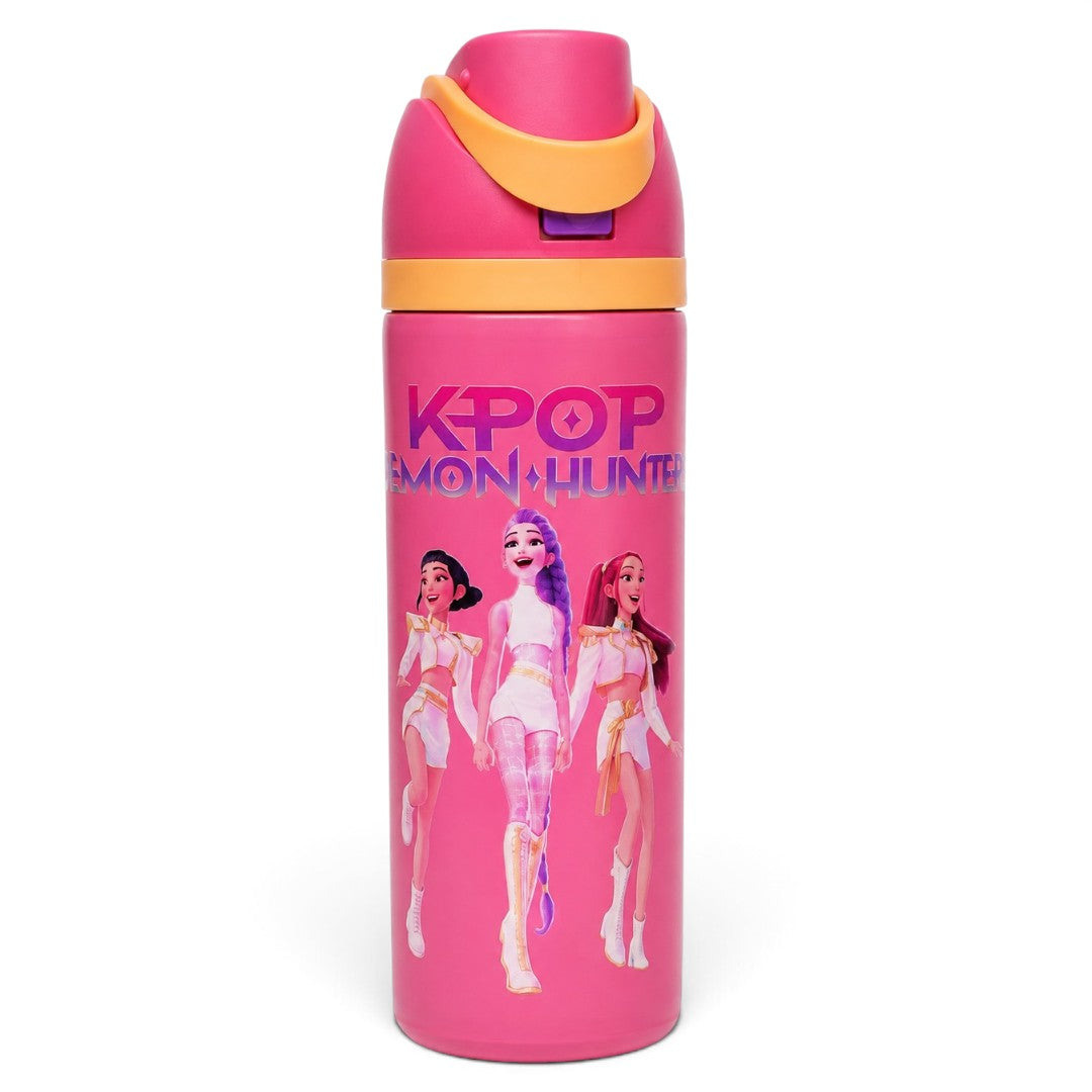K-Pop Demon Hunters 800ml Vacuum Insulated Stainless Steel Water Bottle with Straw – Pink