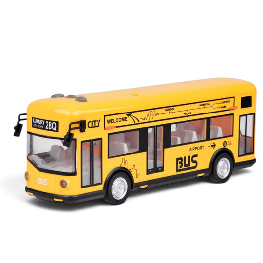 City Bus Toy for Kids with Light & Sound | Large Yellow Public Transport Bus with Detailed Interior, Moving Wheels & Realistic City Design | Pretend Play Vehicle Toy for Kids 3+ Years