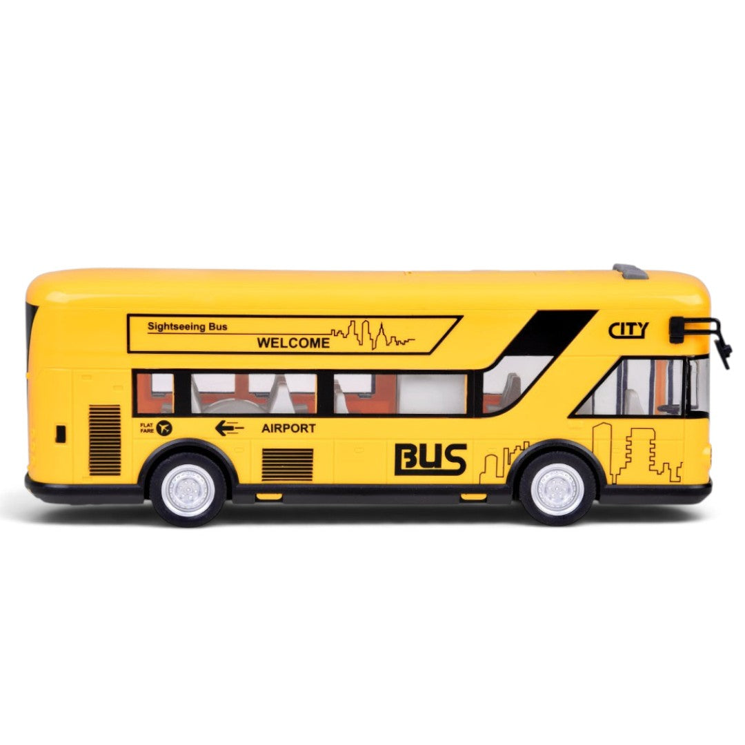 City Bus Toy for Kids with Light & Sound | Large Yellow Public Transport Bus with Detailed Interior, Moving Wheels & Realistic City Design | Pretend Play Vehicle Toy for Kids 3+ Years