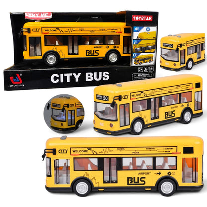 City Bus Toy for Kids with Light & Sound | Large Yellow Public Transport Bus with Detailed Interior, Moving Wheels & Realistic City Design | Pretend Play Vehicle Toy for Kids 3+ Years