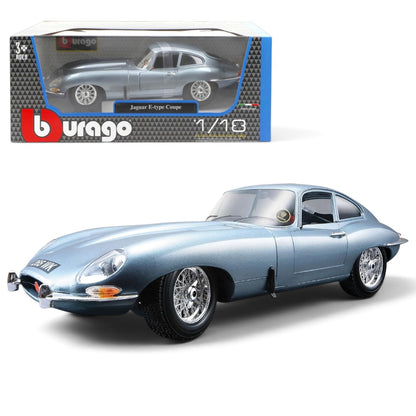 Bburago 1:18 Jaguar E-Type 1961 Coupe Die-Cast Model Car – Metallic Blue Classic Collectible