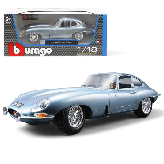 Bburago 1:18 Jaguar E-Type 1961 Coupe Die-Cast Model Car – Metallic Blue Classic Collectible