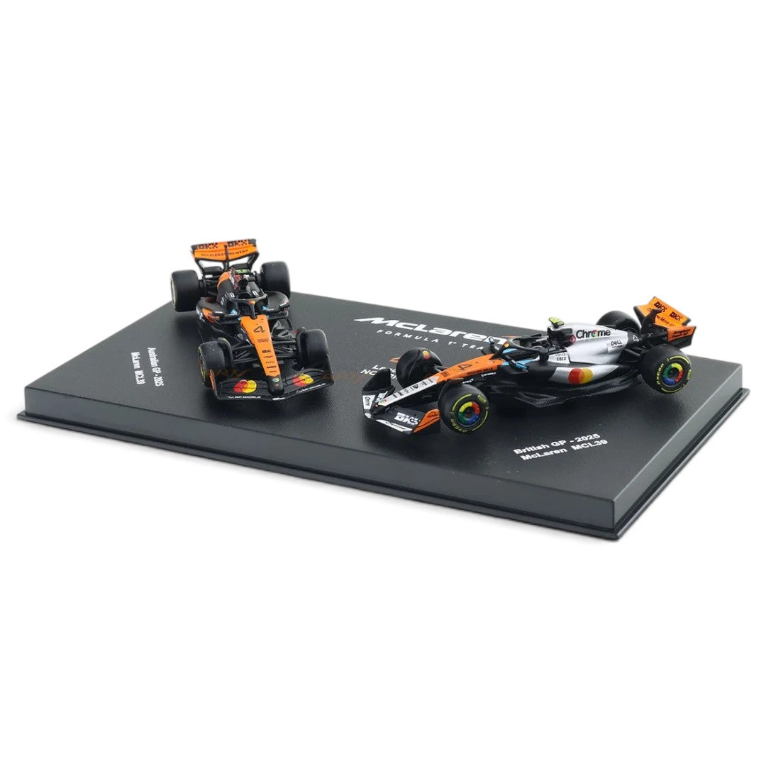 Bburago 1:64 Scale McLaren MCL39 Lando Norris #4 Australian & British GP 2025 Collectible F1 Die-Cast Model Set of 2