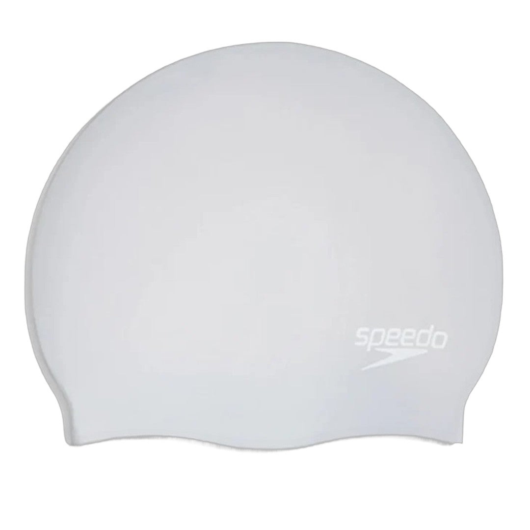 Speedo Women’s Long Hair Silicone Swim Cap – Silver & White