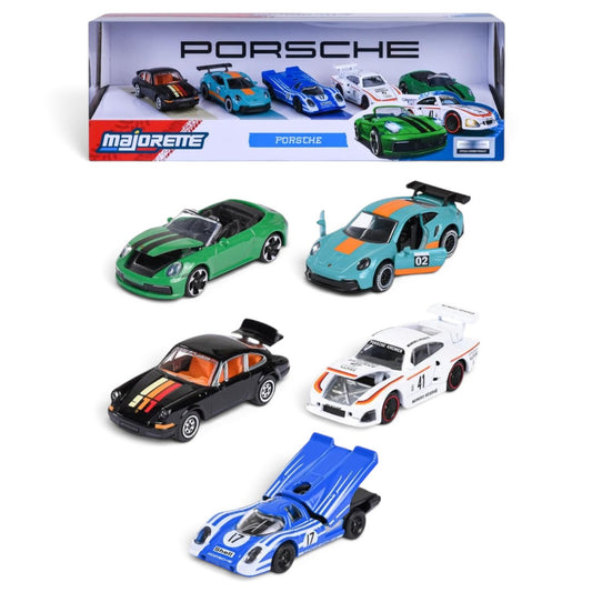 Majorette 1:64 Scale Porsche 5-Car Gift Pack | Die-Cast Collectible Sports & Racing Cars with Authentic Designs for Kids & Collectors