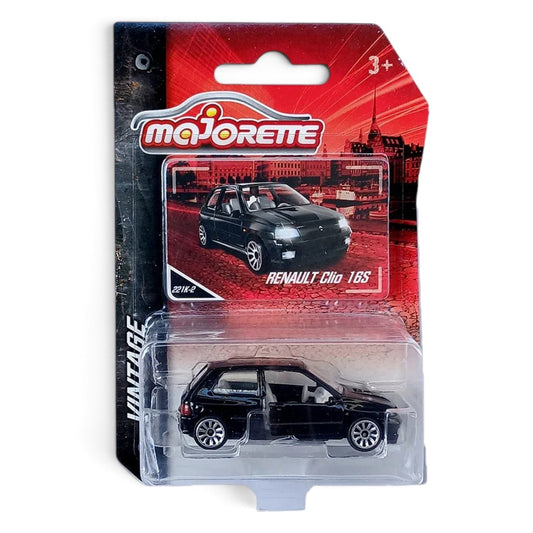 Majorette 1:64 Scale Renault Clio 16S Vintage Premium Die-Cast Metal Free-Wheel Collectible Car with Opening Doors for Kids & Collectors Ages 3+ – Black