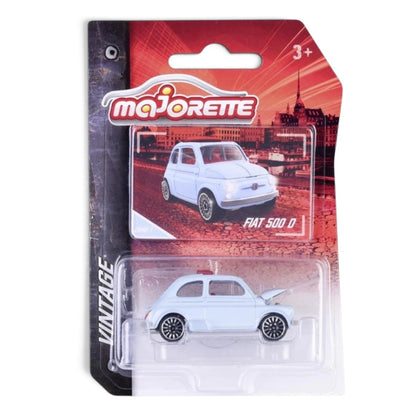 Majorette 1:64 Scale Fiat 500 D Vintage Die-Cast Metal Collectible Toy Car with Opening Bonnet for Kids Ages 3+ – Light Blue