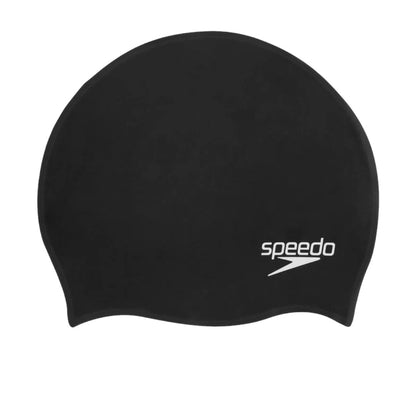 Speedo Unisex Flat Silicone Swim Cap, Lightweight Latex-Free Snag-Free Swimming Cap for Men and Women – Black