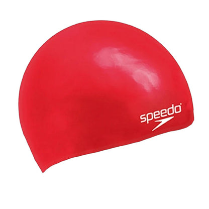 Speedo Unisex Kids Moulded Silicone Swim Cap, Chlorine-Resistant Snag-Free Swimming Cap for Boys and Girls – Red