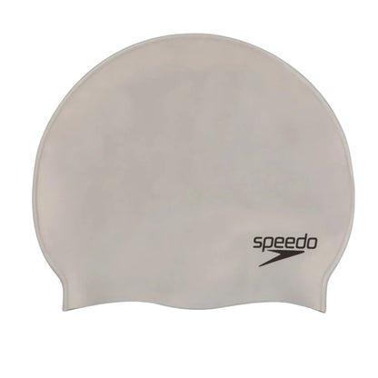 Speedo Unisex Flat Silicone Swim Cap, Lightweight Latex-Free Snag-Free Swimming Cap for Men and Women – Silver