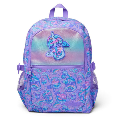 Smiggle 16 Inch Kids Backpack – Purple Pastel Sweet Treat Print School Bag with Shimmer Front, Bottle Holders & Adjustable Straps