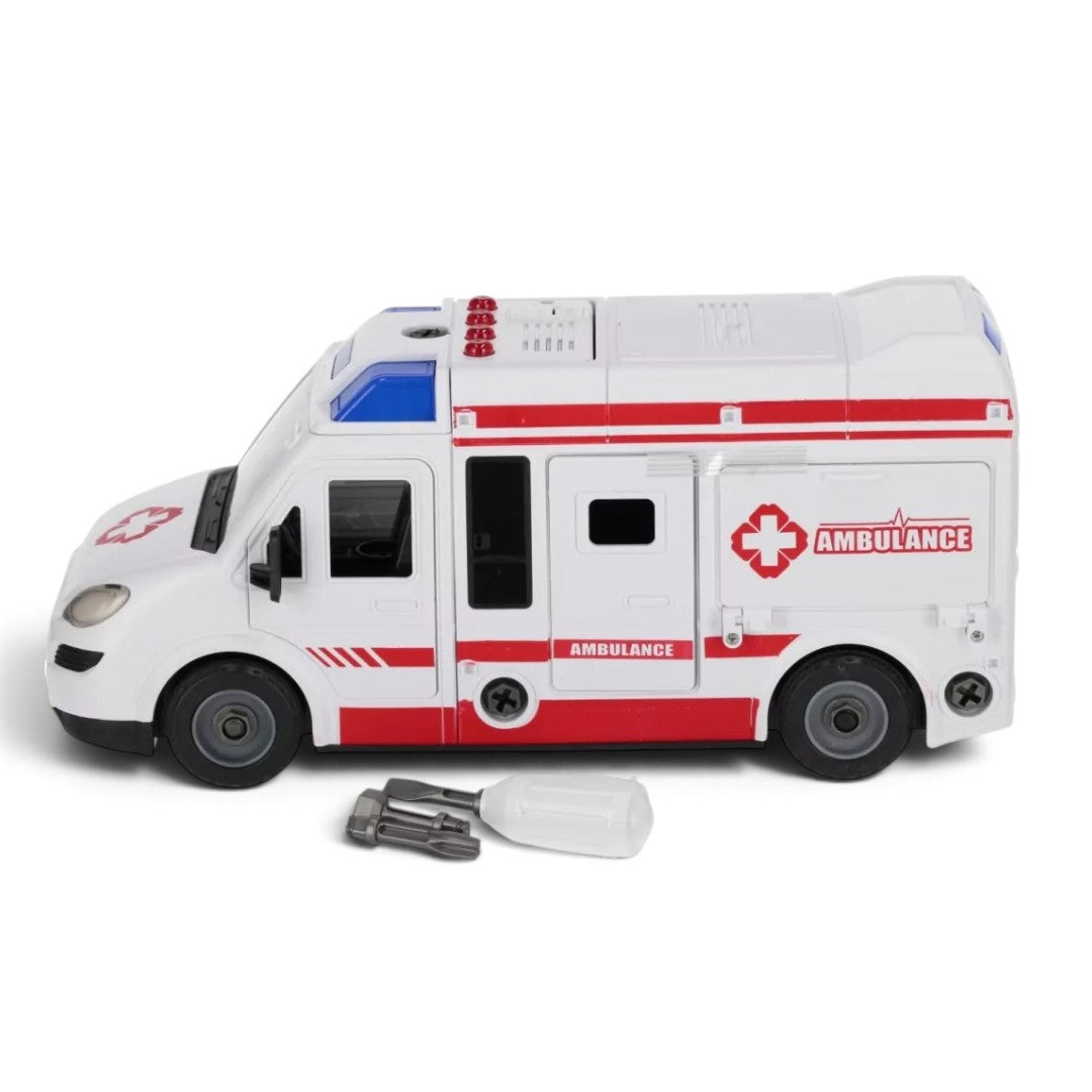 Assembly Zone Urban Services Ambulance Vehicle Building & Disassembly Toy with Tools | DIY Emergency Rescue Vehicle for Kids 3+ Years