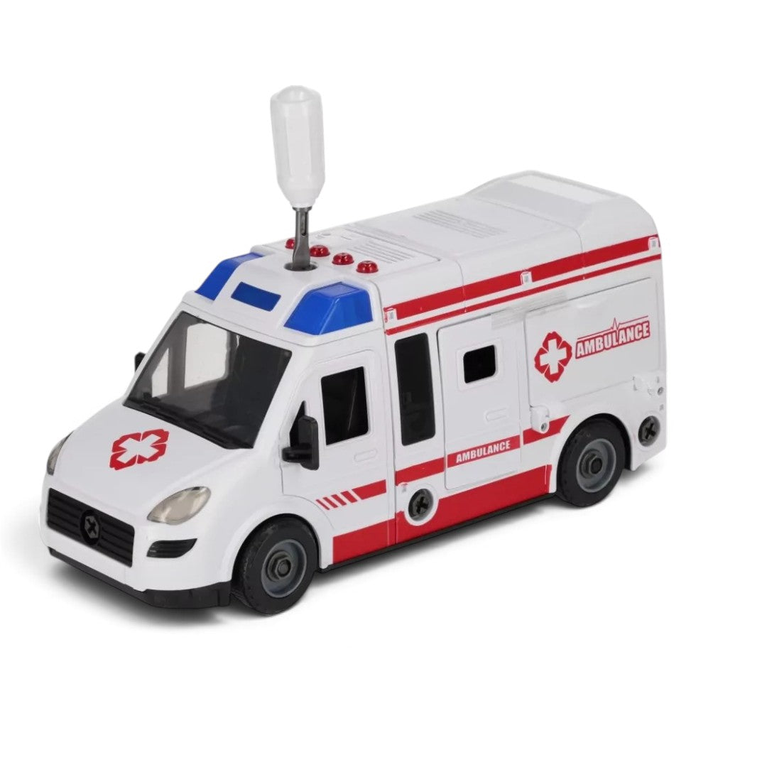 Assembly Zone Urban Services Ambulance Vehicle Building & Disassembly Toy with Tools | DIY Emergency Rescue Vehicle for Kids 3+ Years