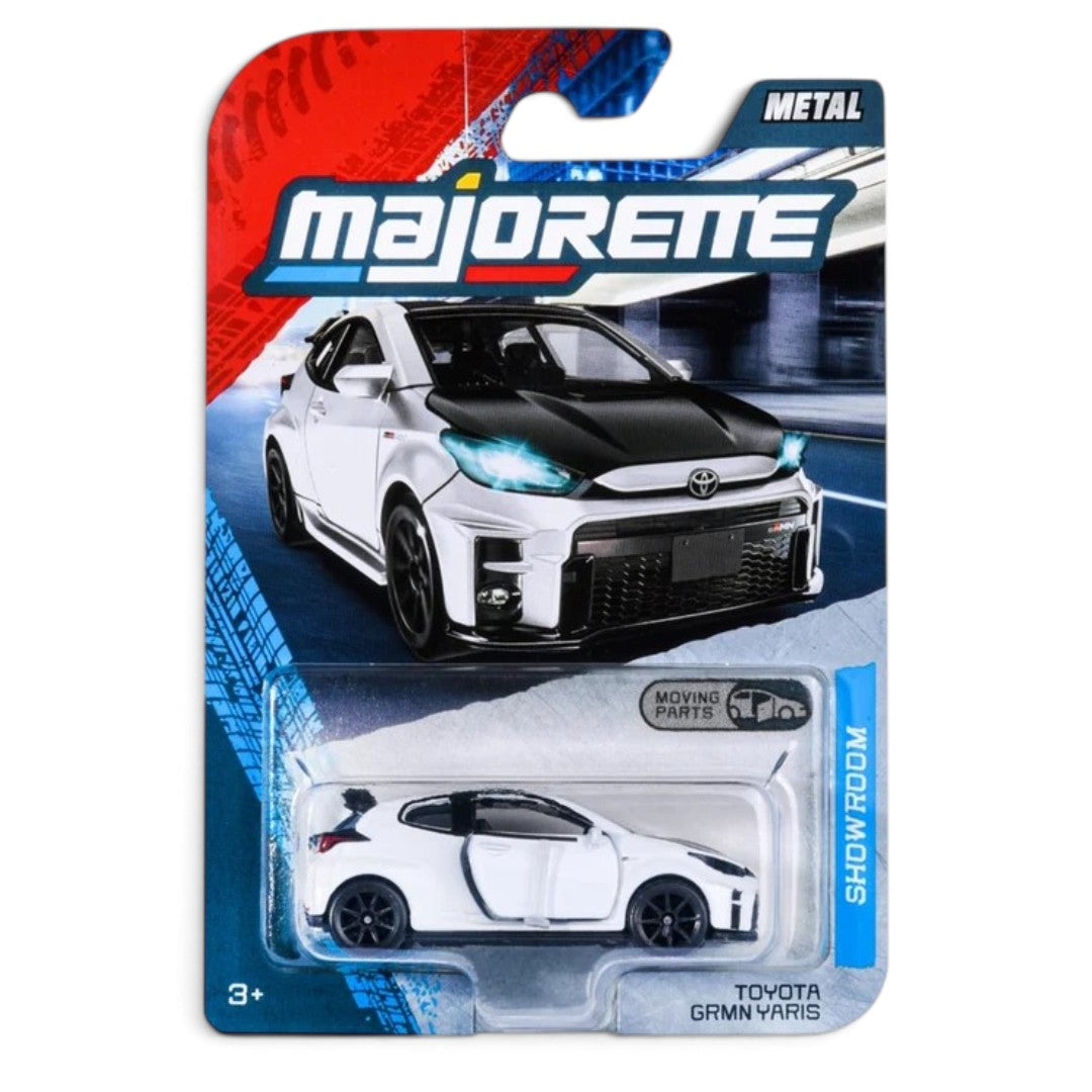 Majorette 1:64 Showroom Toyota GRMN Yaris White Die-Cast Model Car with Opening Parts