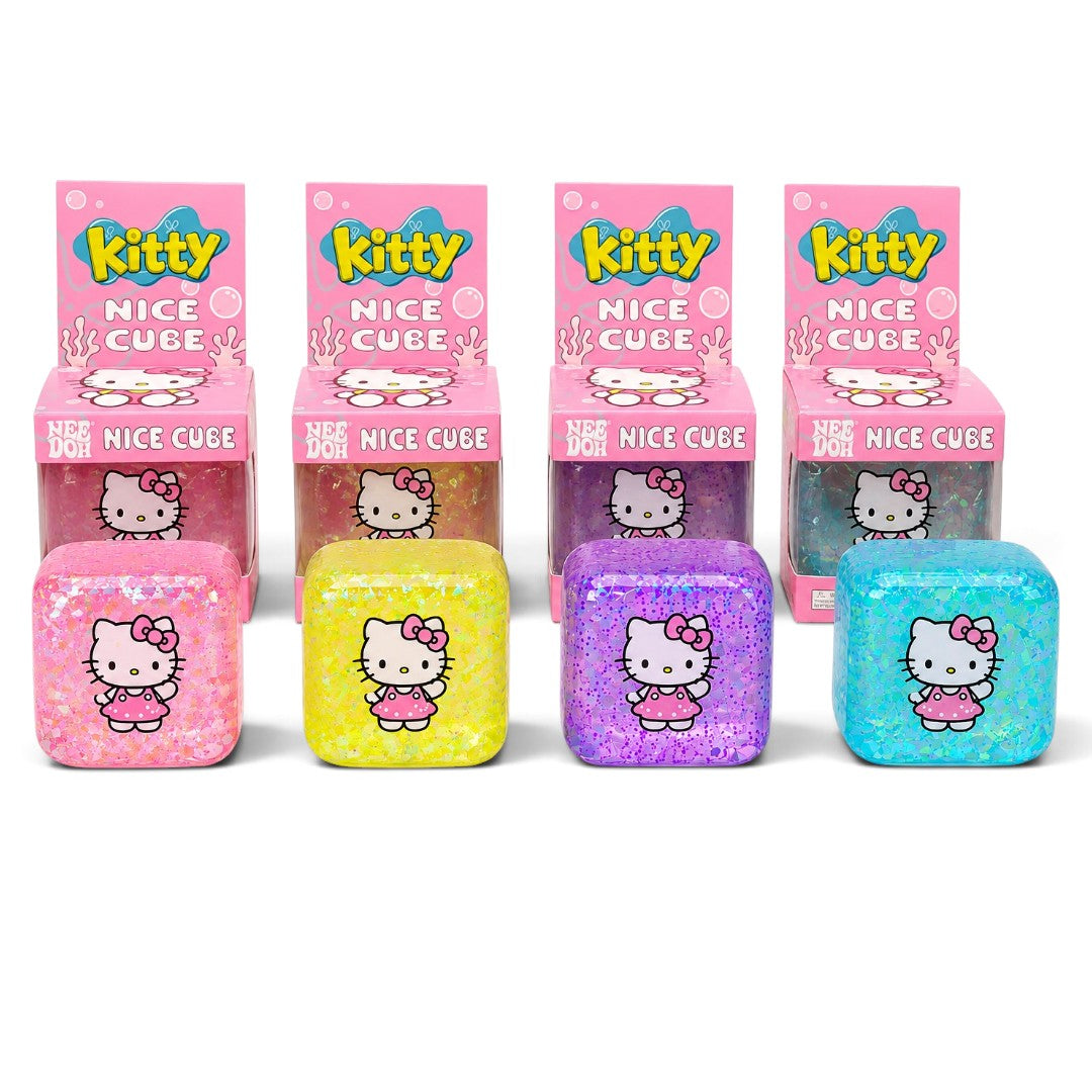 NeeDoh Kitty Nice Cube Glitter Squishy Sensory Fidget Toy – 1 Pc, Random Color