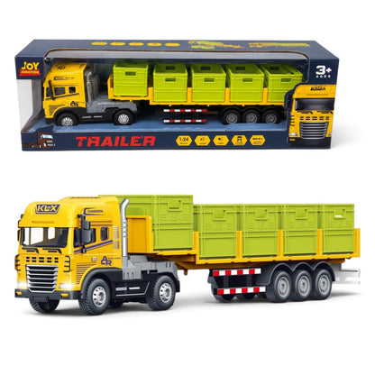 Joy Junction 1:24 Container Trailer Truck Toy with Light & Sound – Yellow/ Green
