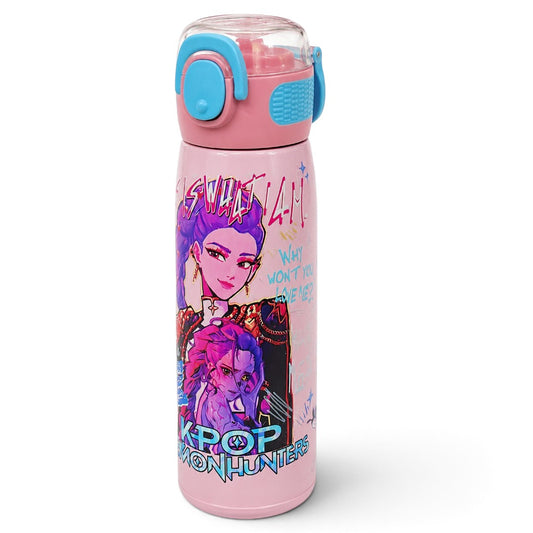 K-Pop Demon Hunters 620ml Vacuum Insulated Stainless Steel Water Bottle with Straw – Pink