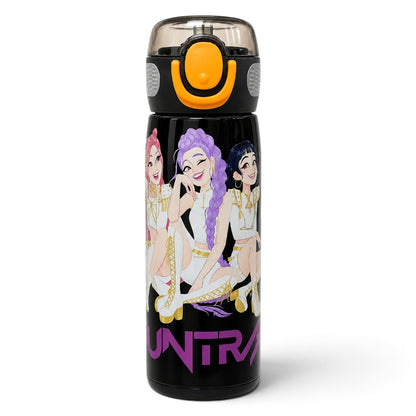 K-Pop Demon Hunters 620ml Vacuum Insulated Stainless Steel Water Bottle with Straw – Black