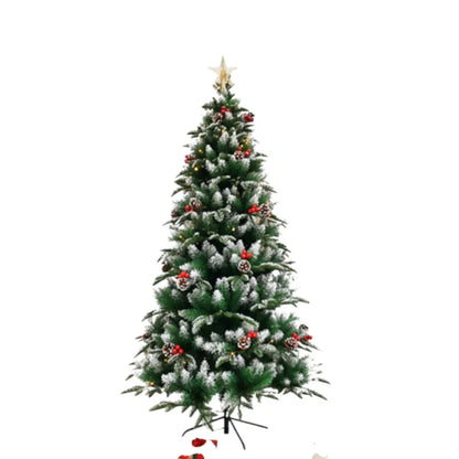 SWEN NORTHLIGHT flocked christmas tree pinecones and cherries