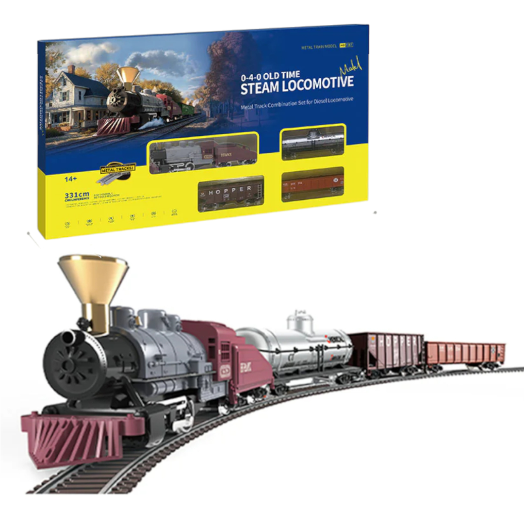 HO 1:87 Old Time Steam Locomotive Train Set with Metal Tracks & Controller | 331 cm Track | Beginner Model Railway (14+)