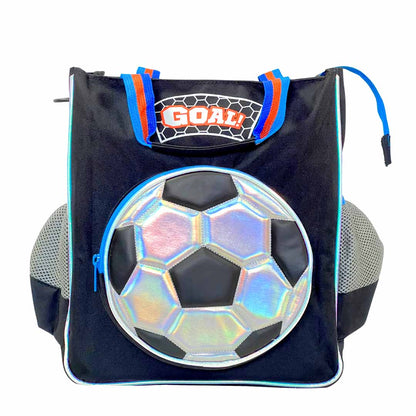 Goal! Soccer Ball Kids Backpack Vest Bag (32 x 26 cm) | Football-Themed School & Sports Backpack with Holographic Front Pocket