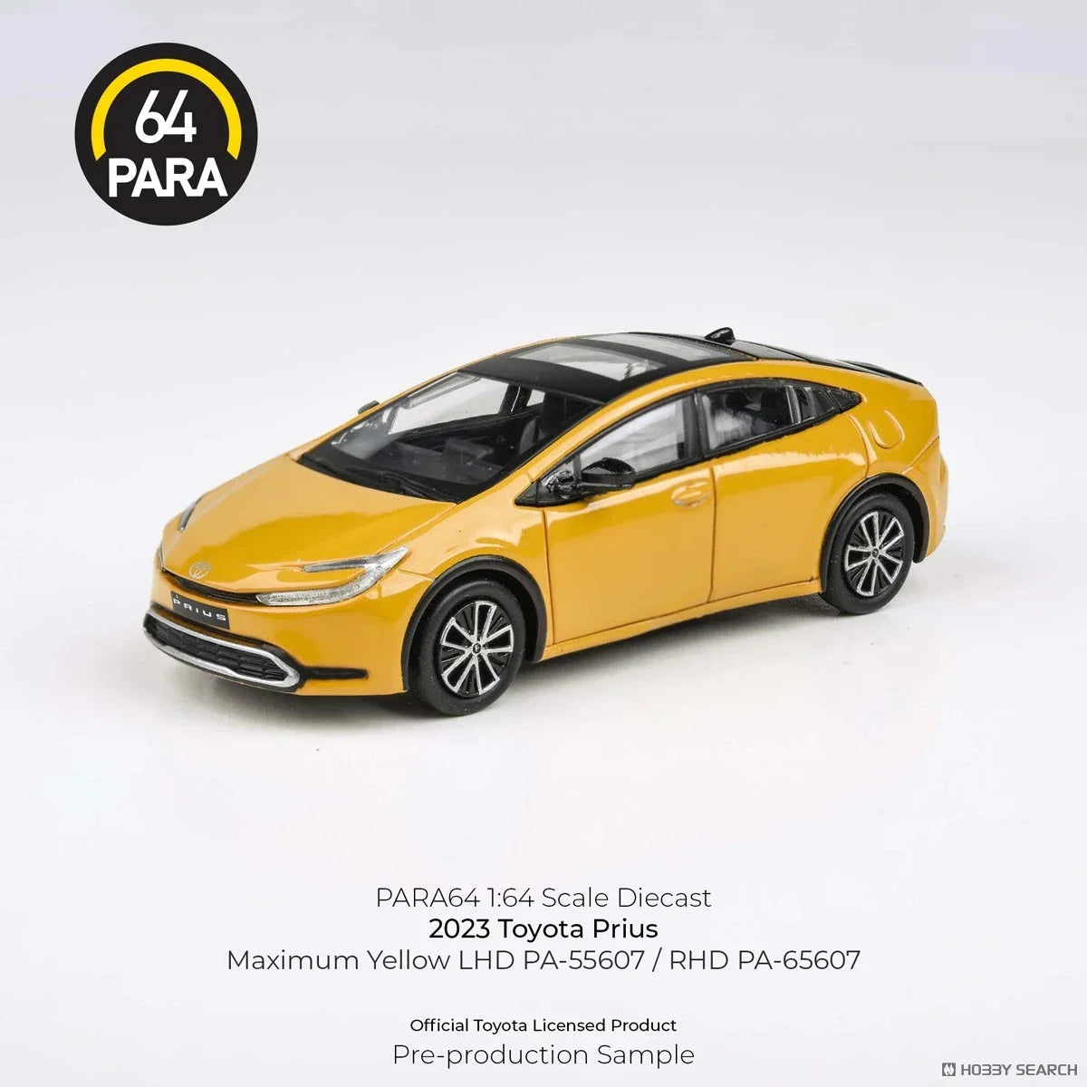 Para64 1:64 Scale Diecast Model Car- 2025 Toyota Prius Maximum Yellow - Jaiman Toys