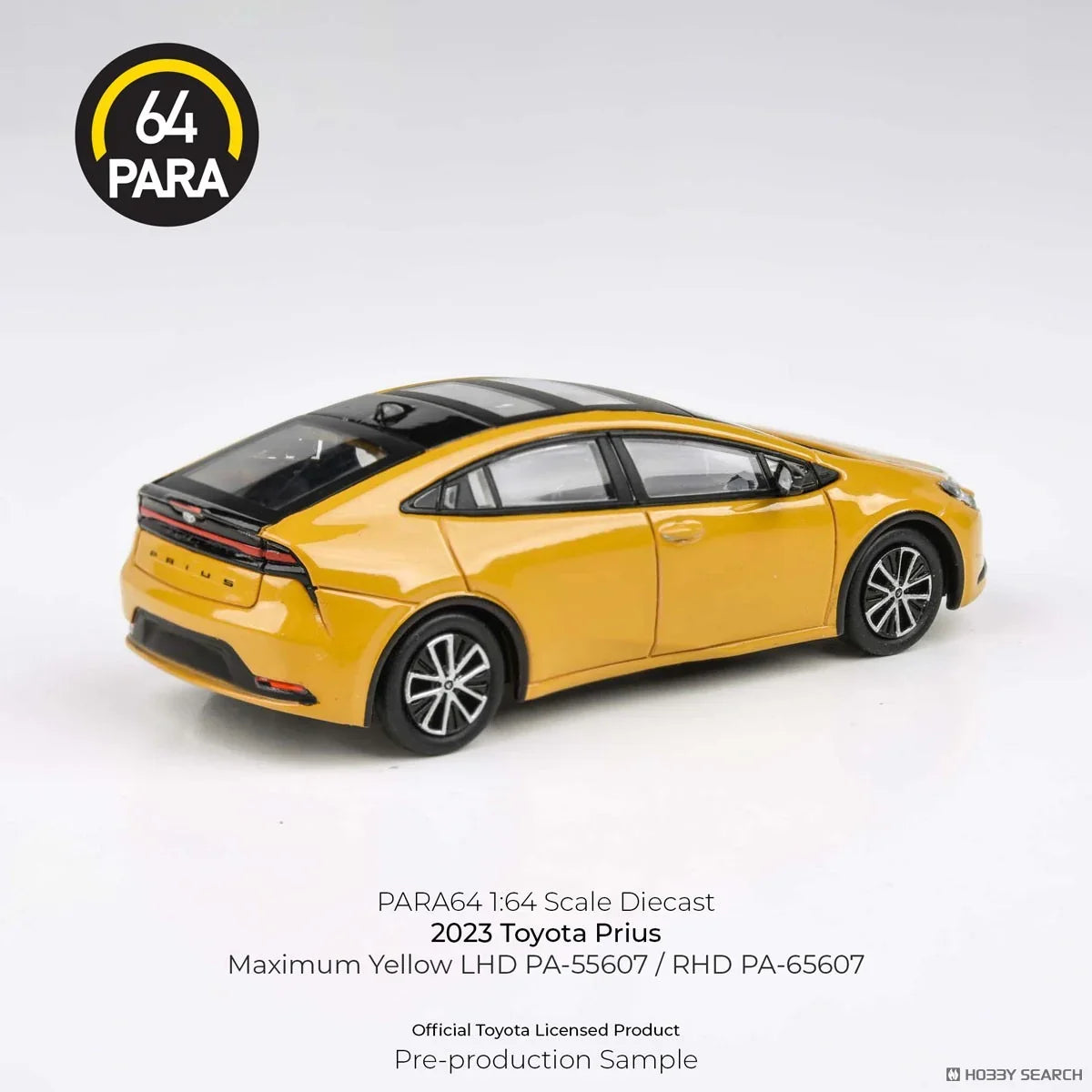Para64 1:64 Scale Diecast Model Car- 2025 Toyota Prius Maximum Yellow - Jaiman Toys