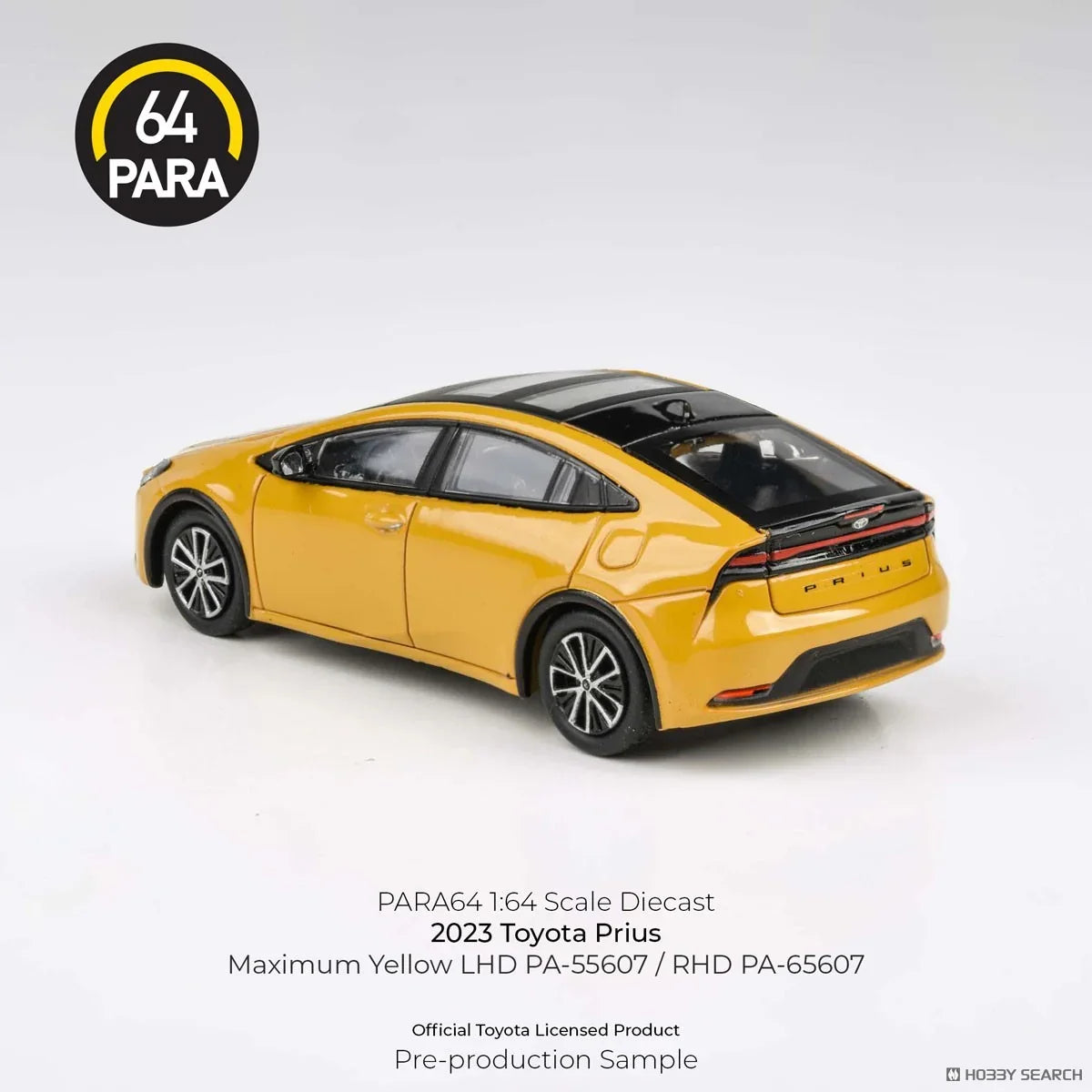 Para64 1:64 Scale Diecast Model Car- 2025 Toyota Prius Maximum Yellow - Jaiman Toys