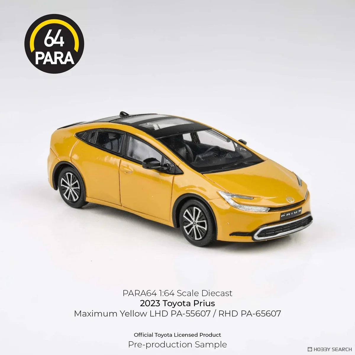 Para64 1:64 Scale Diecast Model Car- 2025 Toyota Prius Maximum Yellow - Jaiman Toys