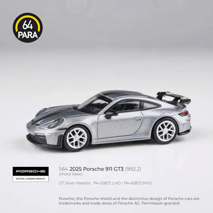 Para64 2025 Porsche 911 GT3 (992.2) GT Silver Metallic – 1:64 Scale Diecast Model Car - Jaiman Toys