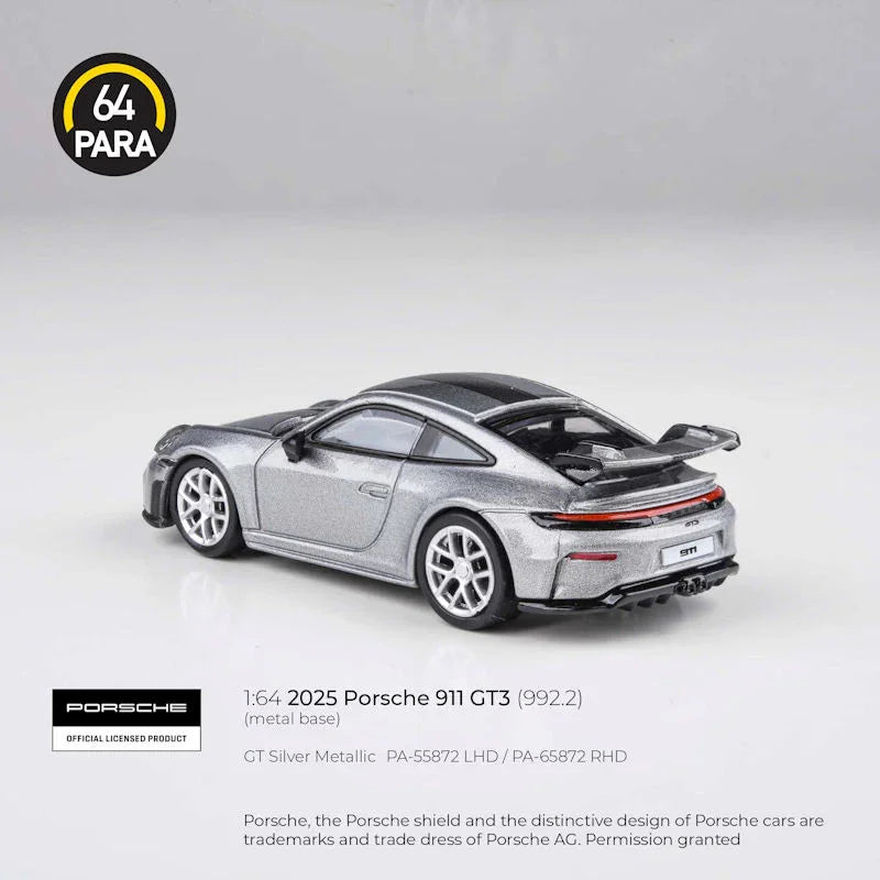 Para64 2025 Porsche 911 GT3 (992.2) GT Silver Metallic – 1:64 Scale Diecast Model Car - Jaiman Toys