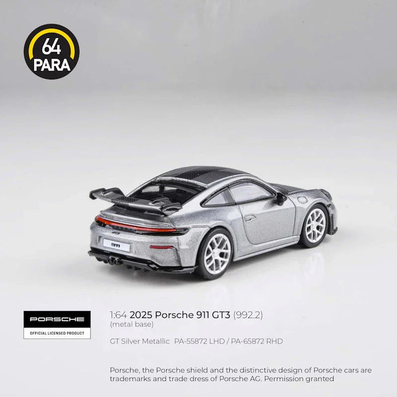 Para64 2025 Porsche 911 GT3 (992.2) GT Silver Metallic – 1:64 Scale Diecast Model Car - Jaiman Toys