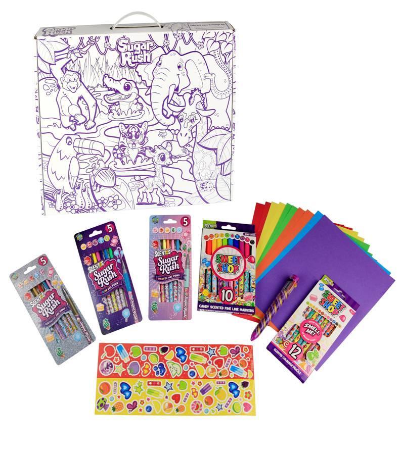 Scentos Sugar Rush Sweet Shop Scented Mega Colouring Set - Jaiman Toys