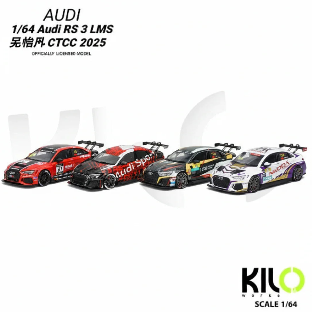 KILO 1:64 Works Audi RS3 LMS TCR 2024  Die-Cast Race Car | 4 Livery Versions | Official Licensed