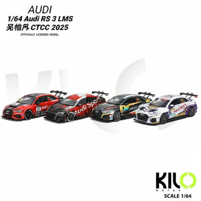 KILO 1:64 Works Audi RS3 LMS TCR 2024  Die-Cast Race Car | 4 Livery Versions | Official Licensed