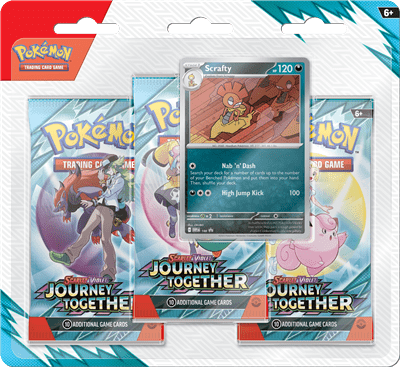 Pokémon Scrafty 120 Scarlet & Violet Journey Together 3-Pack Booster Blister | Trading Card Game Set