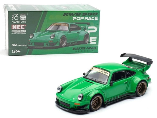 Pop Race 1:64 Porsche RWB 930 Green HEC 2026 Die-Cast Model Car | Premium Widebody Collectible
