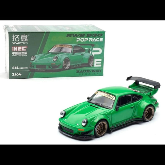 Pop Race 1:64 Porsche RWB 930 Green HEC 2026 Die-Cast Model Car | Premium Widebody Collectible
