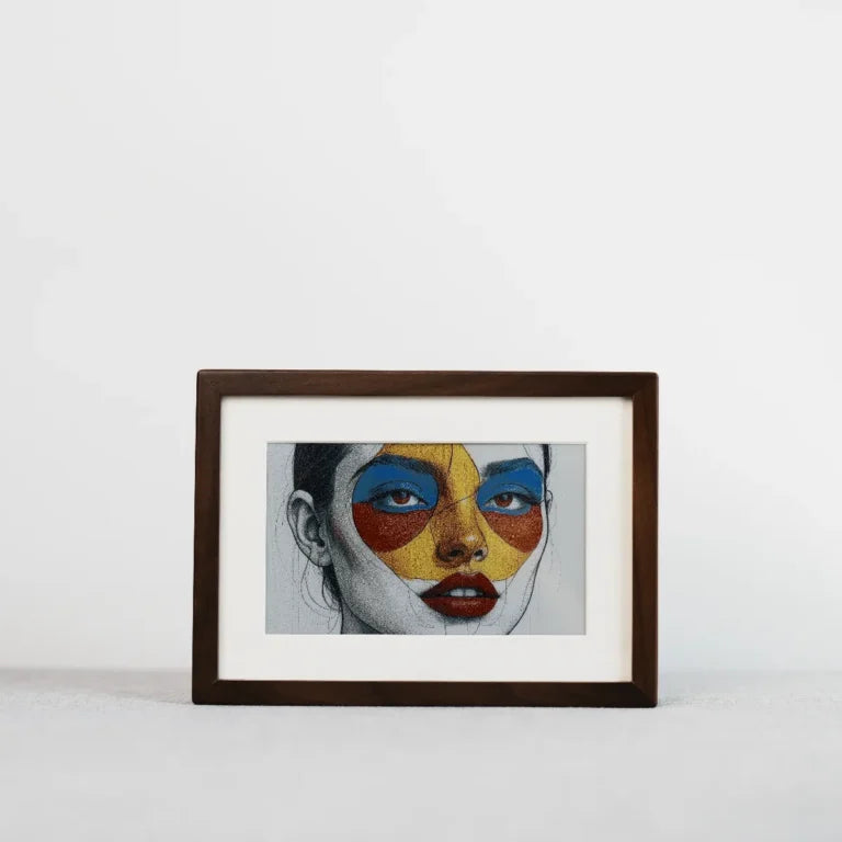 AI Art Frame 7.3" Classic Wooden Frame | Full-Color E Ink Spectra™ 6 Digital Picture Frame | Wi-Fi & Bluetooth | Wireless Battery Powered | Smart Art Display | 3,800+ Image Storage