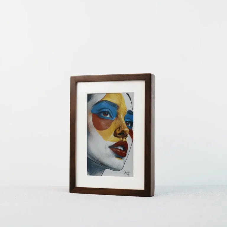AI Art Frame 7.3" Classic Wooden Frame | Full-Color E Ink Spectra™ 6 Digital Picture Frame | Wi-Fi & Bluetooth | Wireless Battery Powered | Smart Art Display | 3,800+ Image Storage