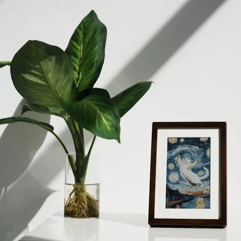 AI Art Frame 7.3" Classic Wooden Frame | Full-Color E Ink Spectra™ 6 Digital Picture Frame | Wi-Fi & Bluetooth | Wireless Battery Powered | Smart Art Display | 3,800+ Image Storage