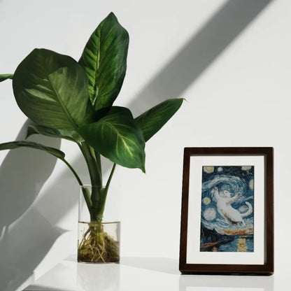 AI Art Frame 7.3" Classic Wooden Frame | Full-Color E Ink Spectra™ 6 Digital Picture Frame | Wi-Fi & Bluetooth | Wireless Battery Powered | Smart Art Display | 3,800+ Image Storage