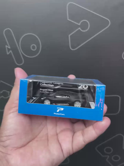 PosterCars 1:64 Bugatti Divo – Black – Acrylic Box | Hypercar League Collection #19