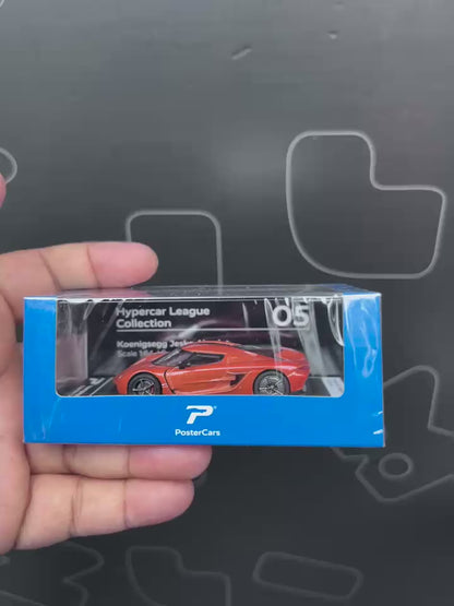 PosterCars 1:64 Koenigsegg Jesko Absolut 05 – Sweet Mandarin Acrylic Box | Hypercar League Collection Diecast Model